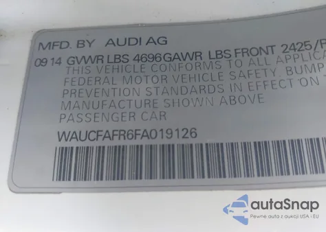 2015 Audi A5 2.0T Premium from USA, damaged, VIN WAUCFAFR6FA019126